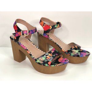 betsey johnson rose flower wood clog sandals